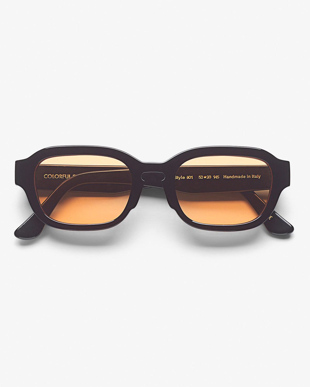 Sunglass 01 - Deep Black Solid - Orange