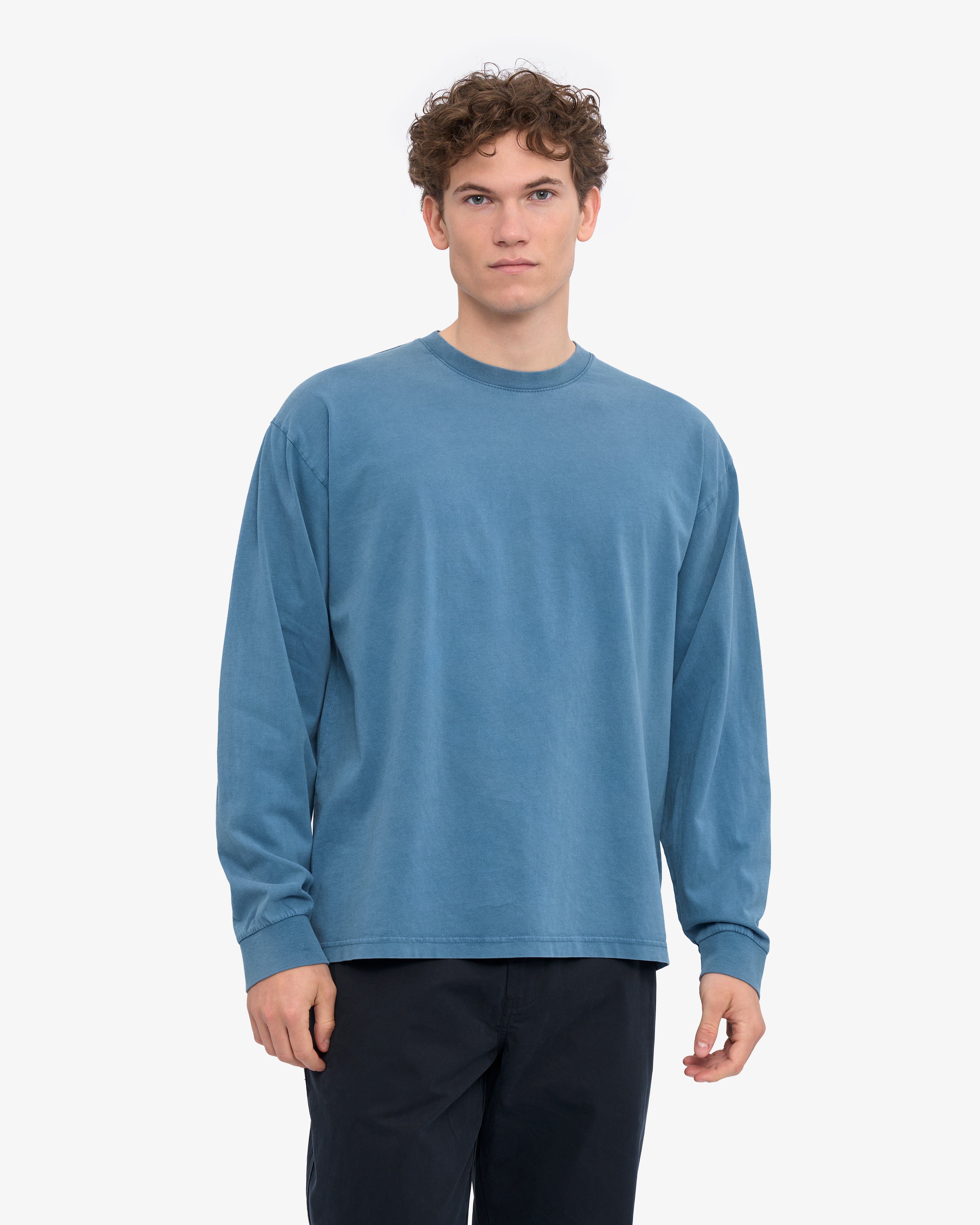 Oversized Organic LS T-Shirt - Faded Indigo