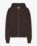 Organic Oversized Zip Hood - Coffee Brown
