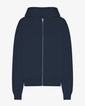 Organic Oversized Zip Hood - Navy Blue