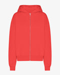 Organic Oversized Zip Hood - Red Tangerine