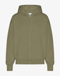 Organic Oversized Zip Hood - Dusty Olive