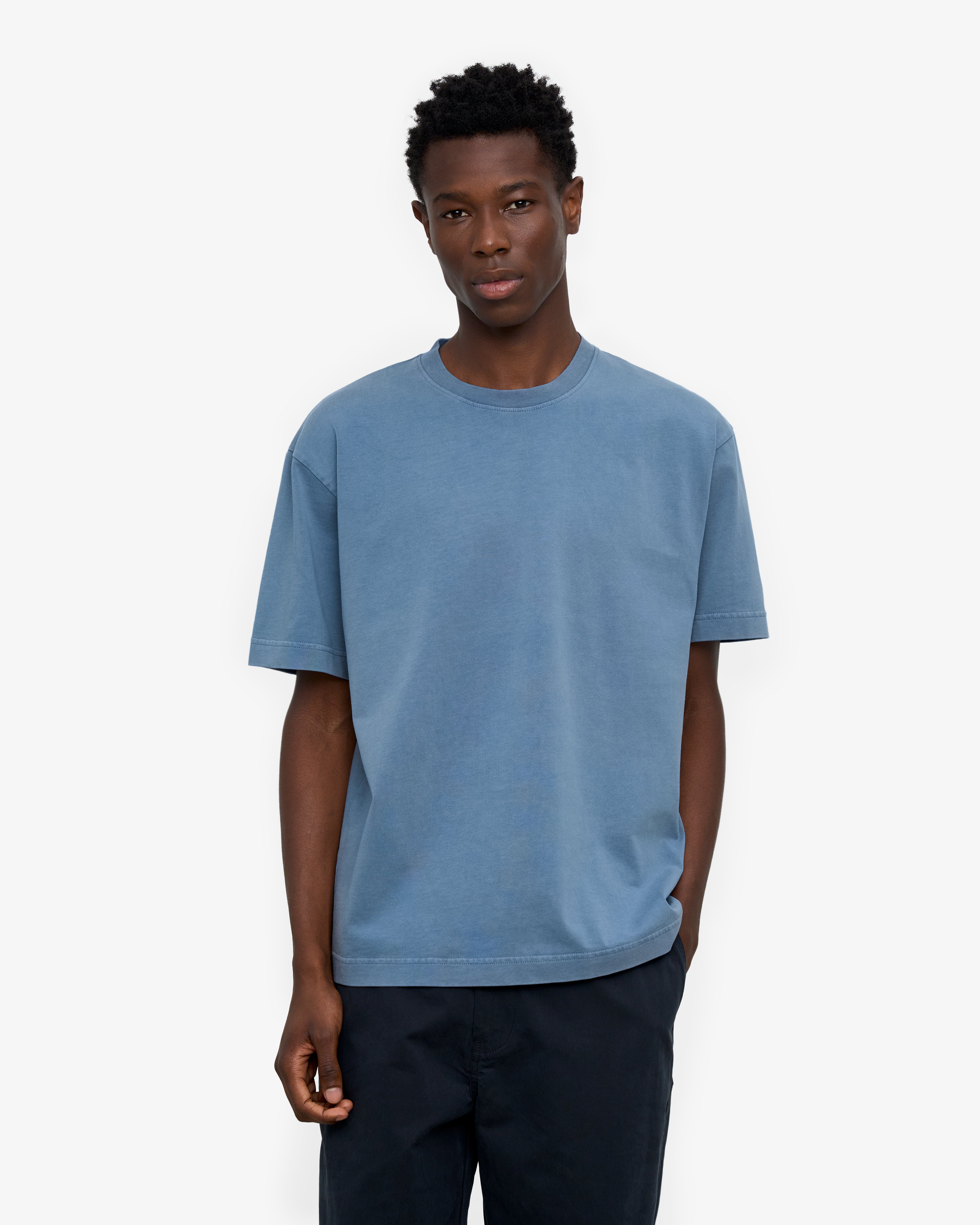 Heavy Organic Boxy Tee - Faded Indigo