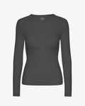 Women Organic Rib LS T-Shirt - Lava Grey