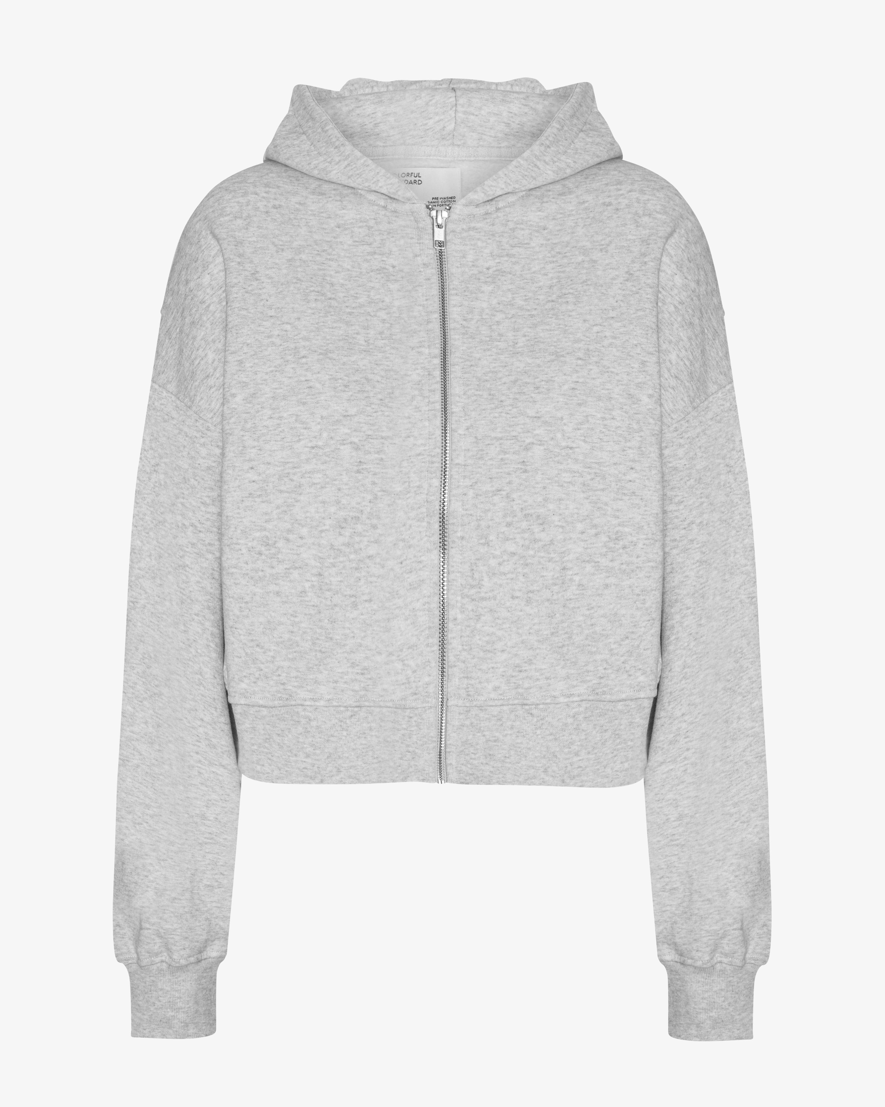 Organic Crop Zip Hood - Snow Melange