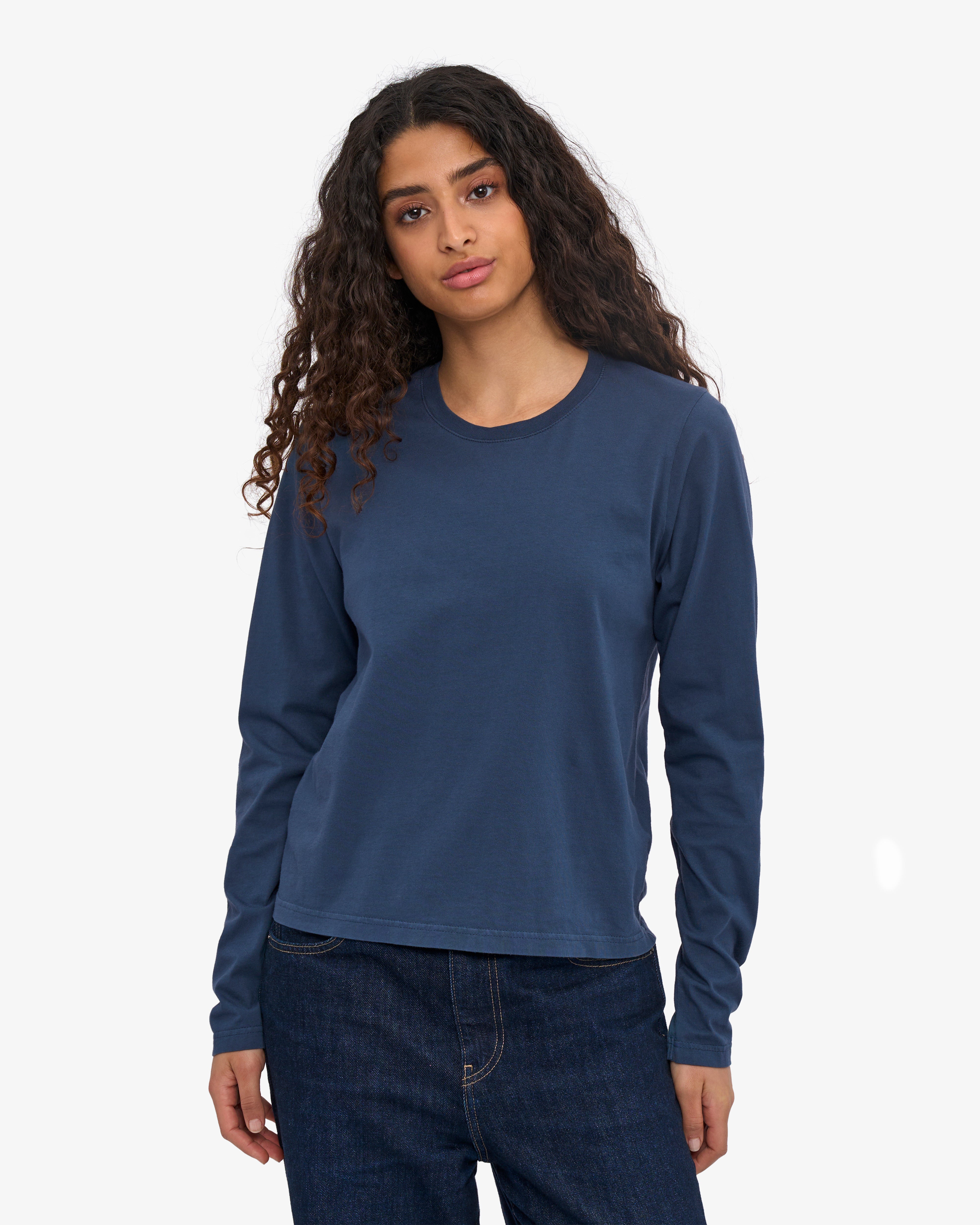 Women Organic LS T-Shirt - Petrol Blue