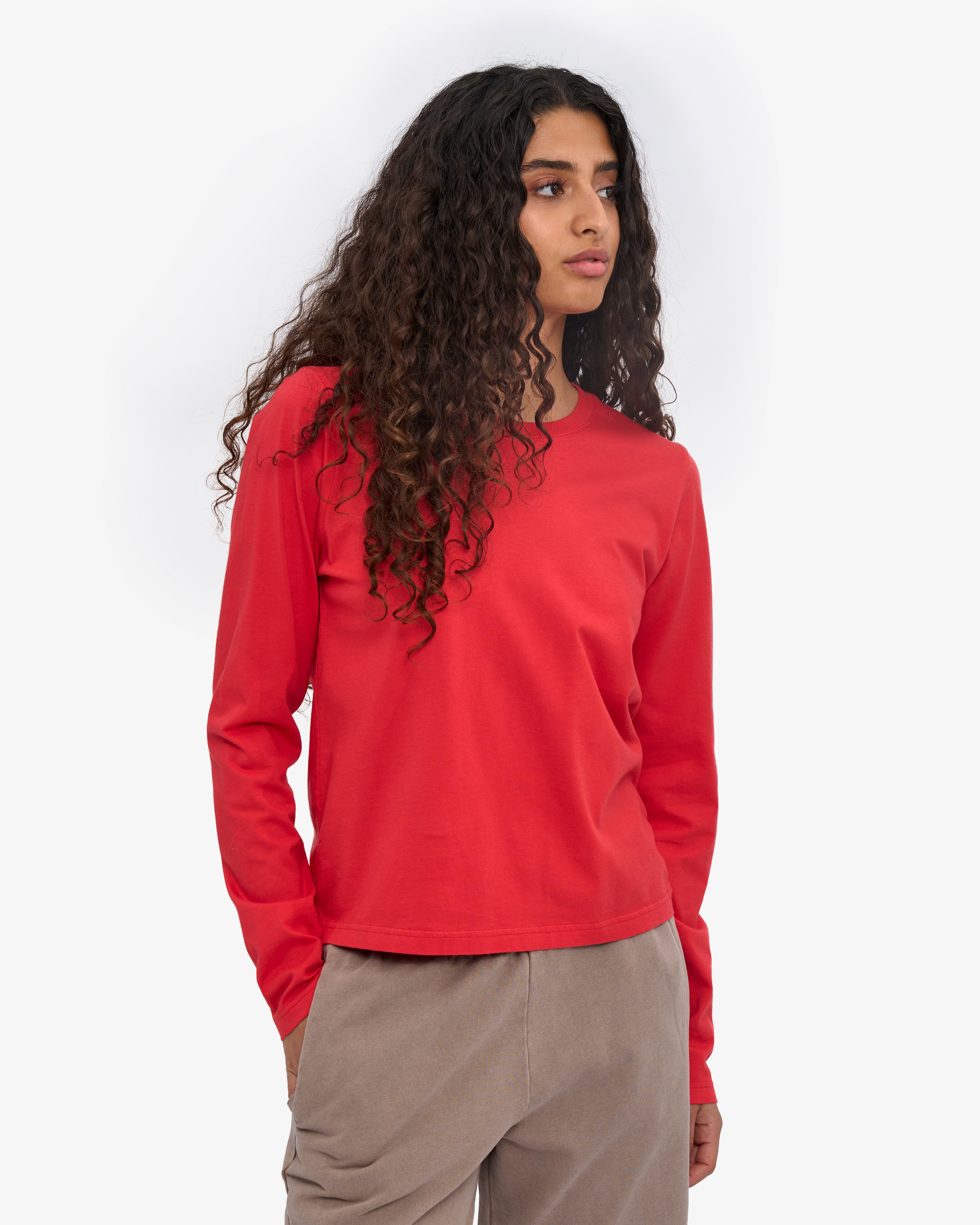 Women Organic LS T-Shirt - Red Tangerine