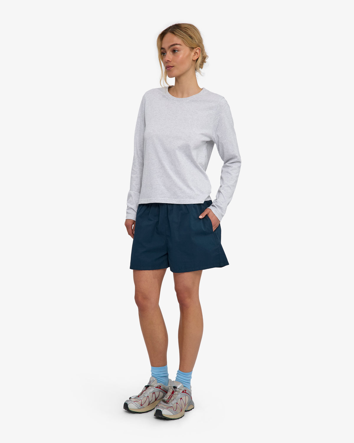 Women Organic Twill Shorts - Petrol Blue