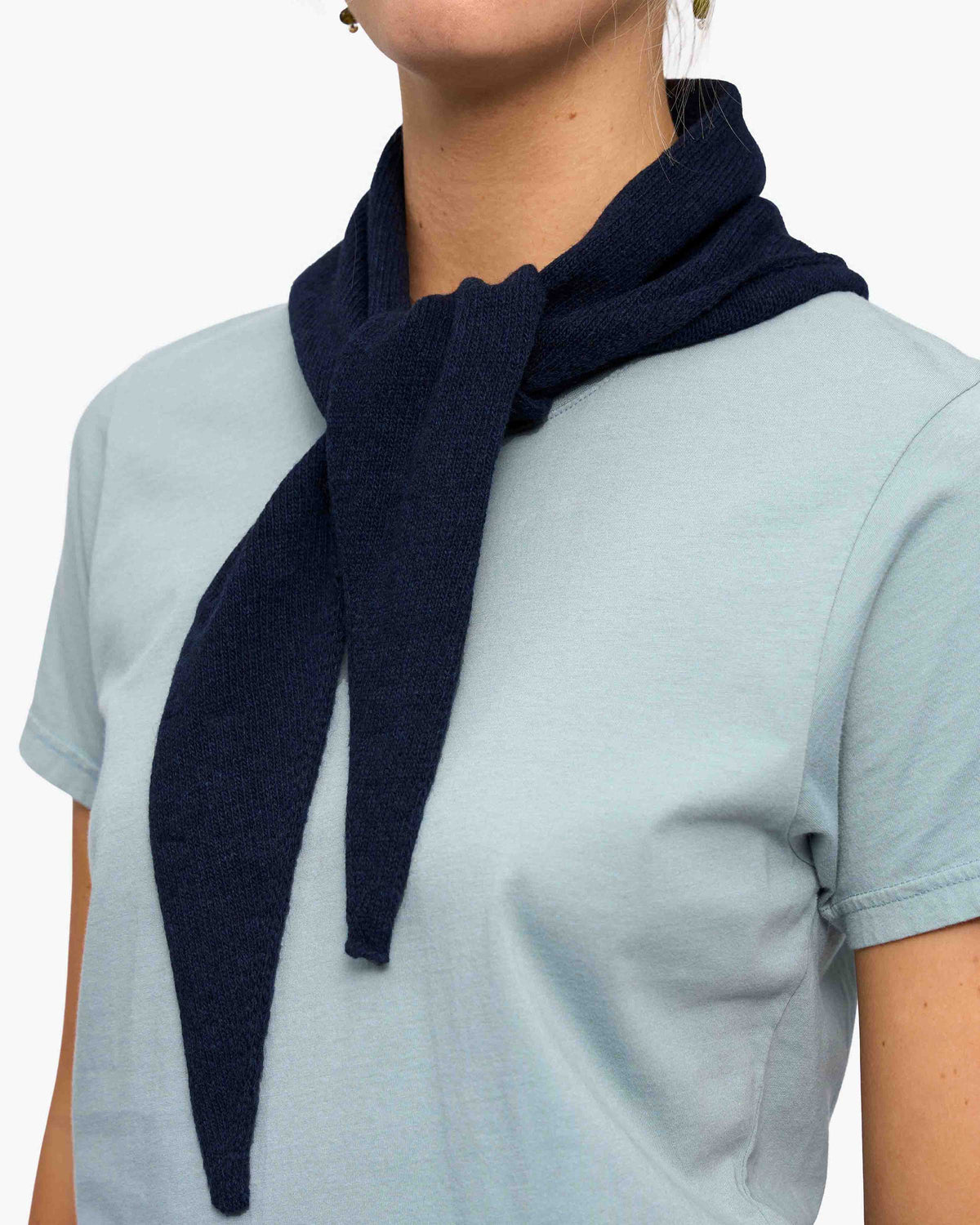 Merino Wool Triangle Scarf - Navy Blue