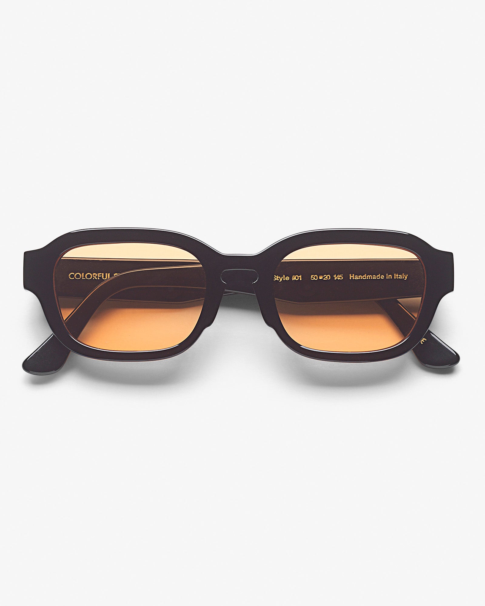 Sunglass 01 - Deep Black Solid - Orange