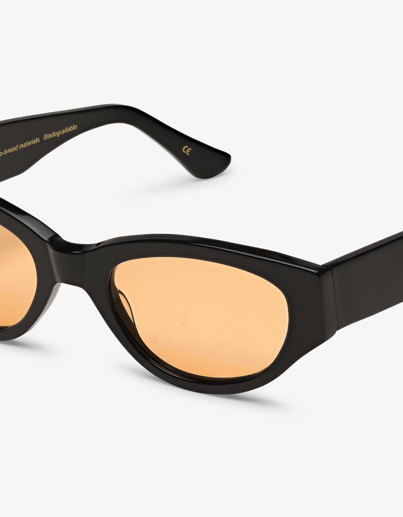 Sunglass 16 - Deep Black Solid - Orange