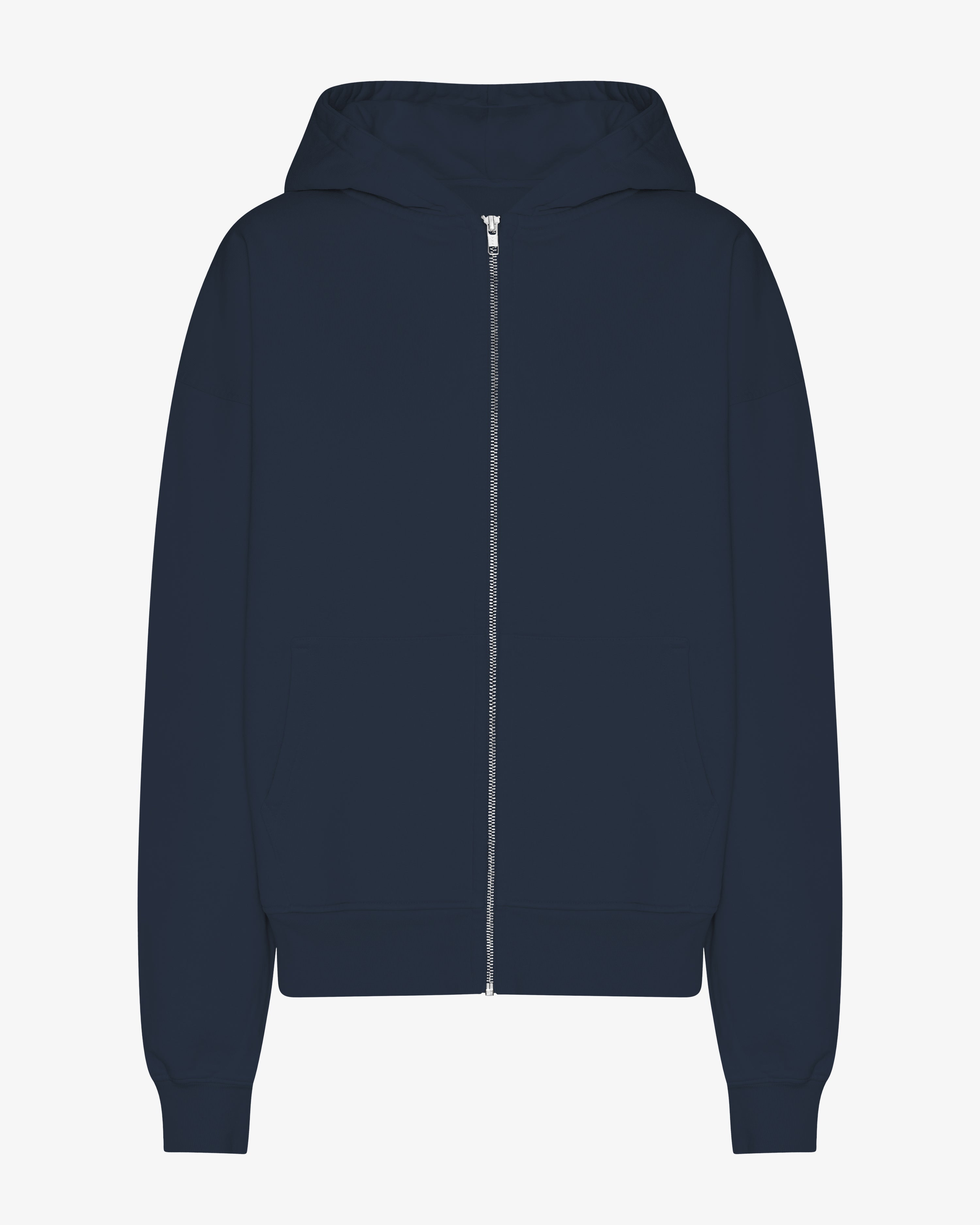 Organic Oversized Zip Hood - Navy Blue