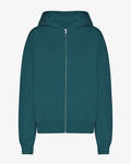 Organic Oversized Zip Hood - Ocean Green