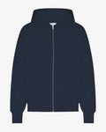 Organic Oversized Zip Hood - Navy Blue