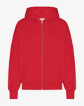 Organic Oversized Zip Hood - Scarlet Red