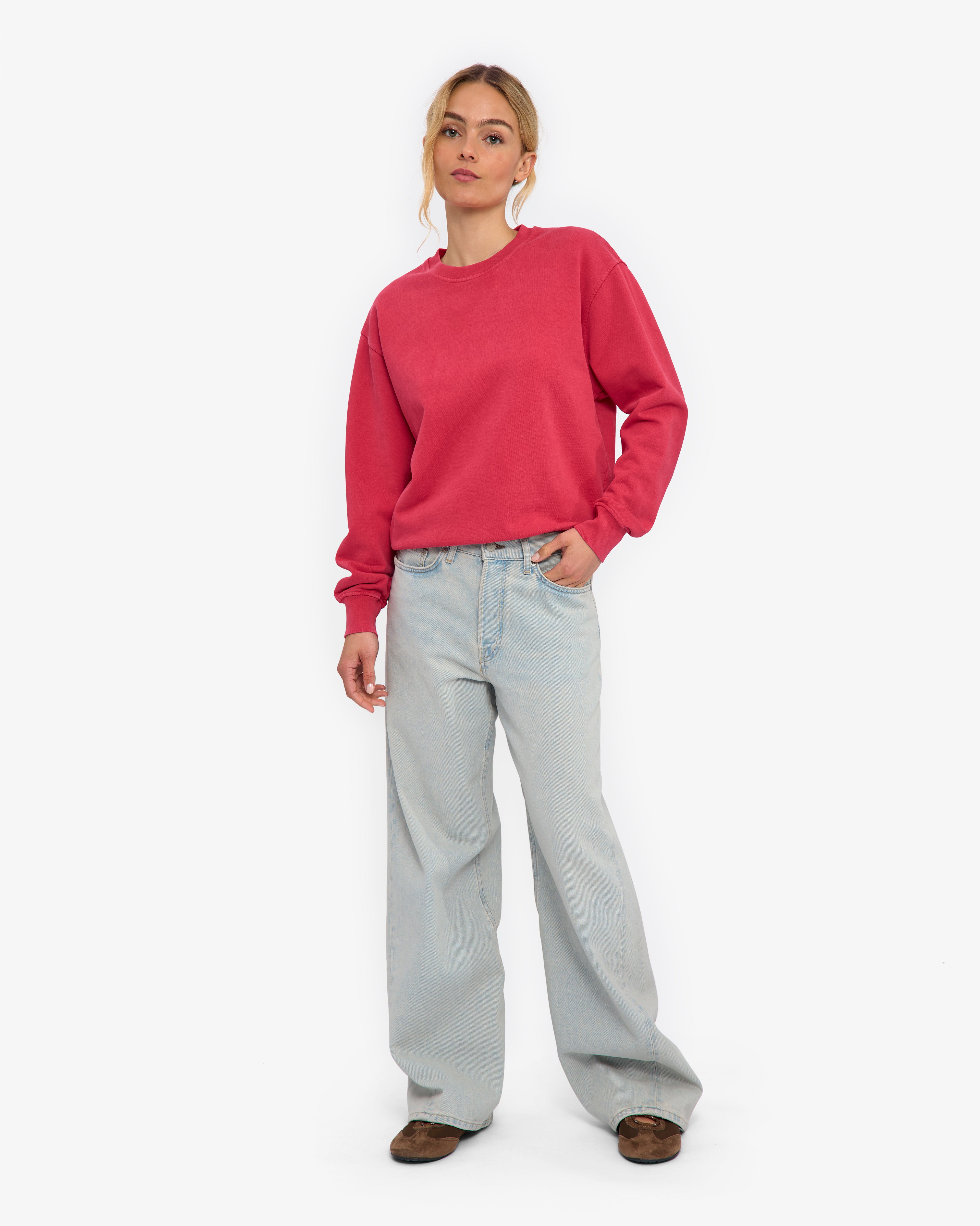 Women Classic Organic Crew - Faded Red