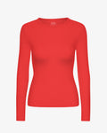 Women Organic Rib LS T-Shirt - Red Tangerine