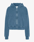Organic Crop Zip Hood - Faded Indigo