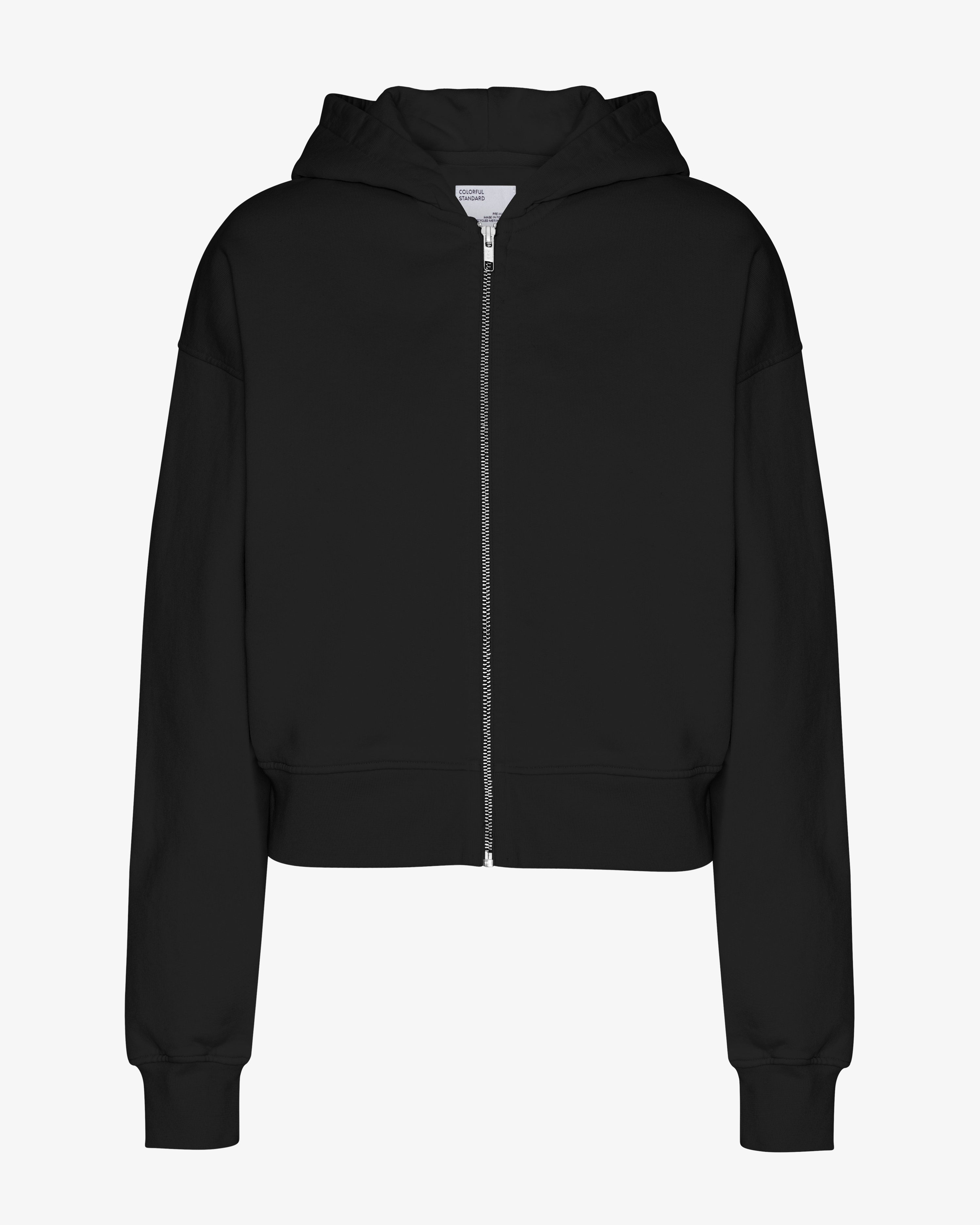 Organic Crop Zip Hood - Deep Black