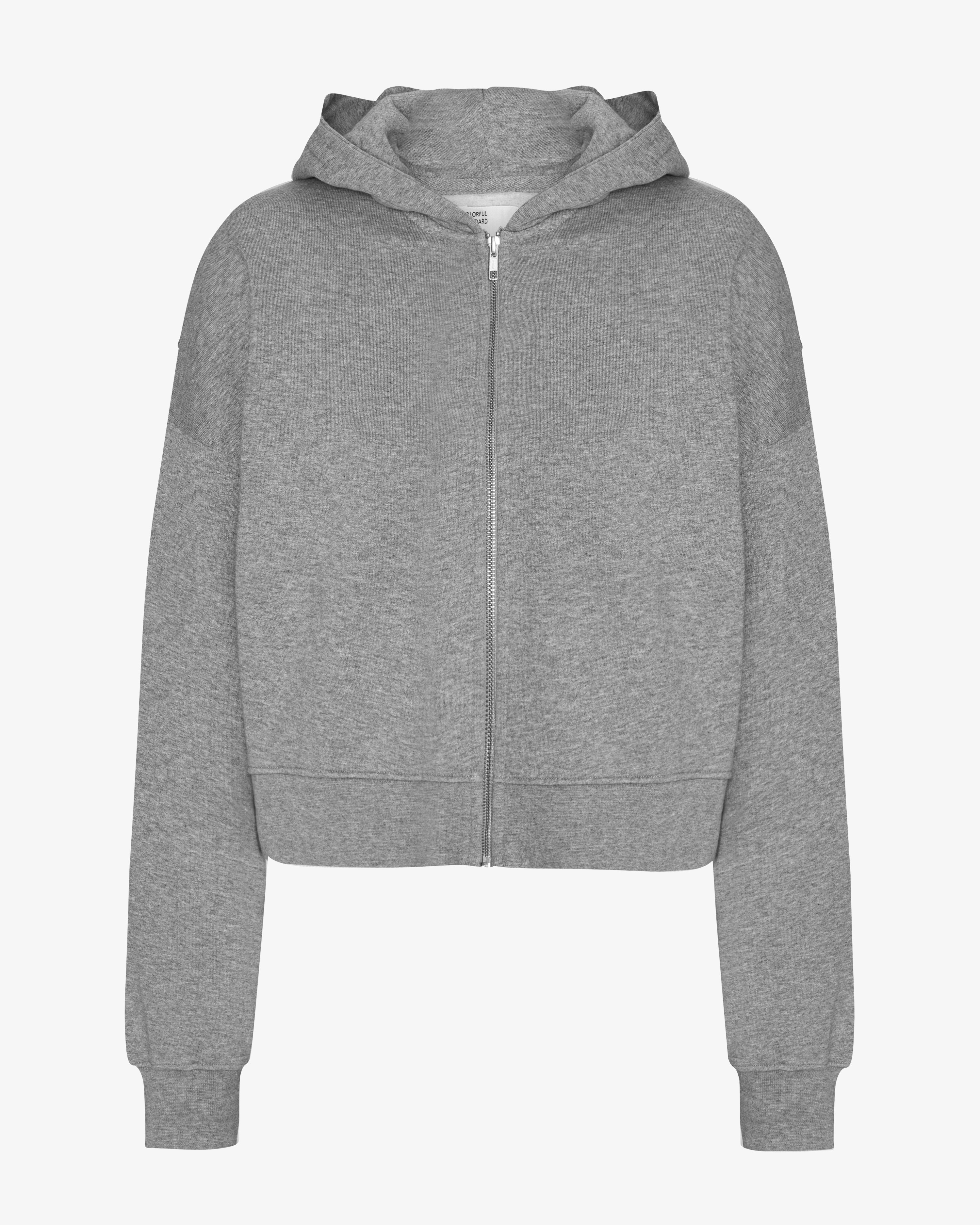 Organic Crop Zip Hood - Heather Grey