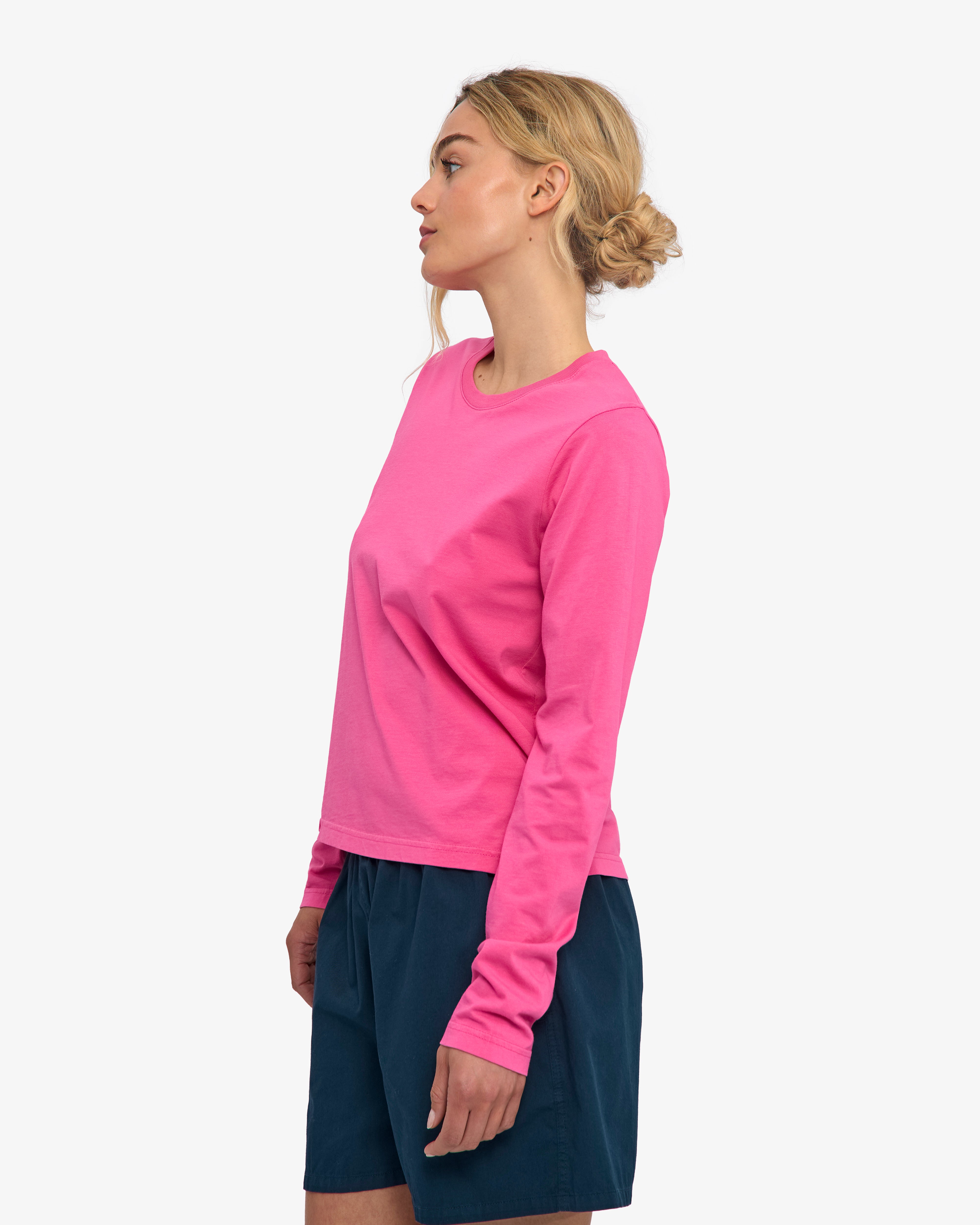 Women Organic LS T-Shirt - Bubblegum Pink