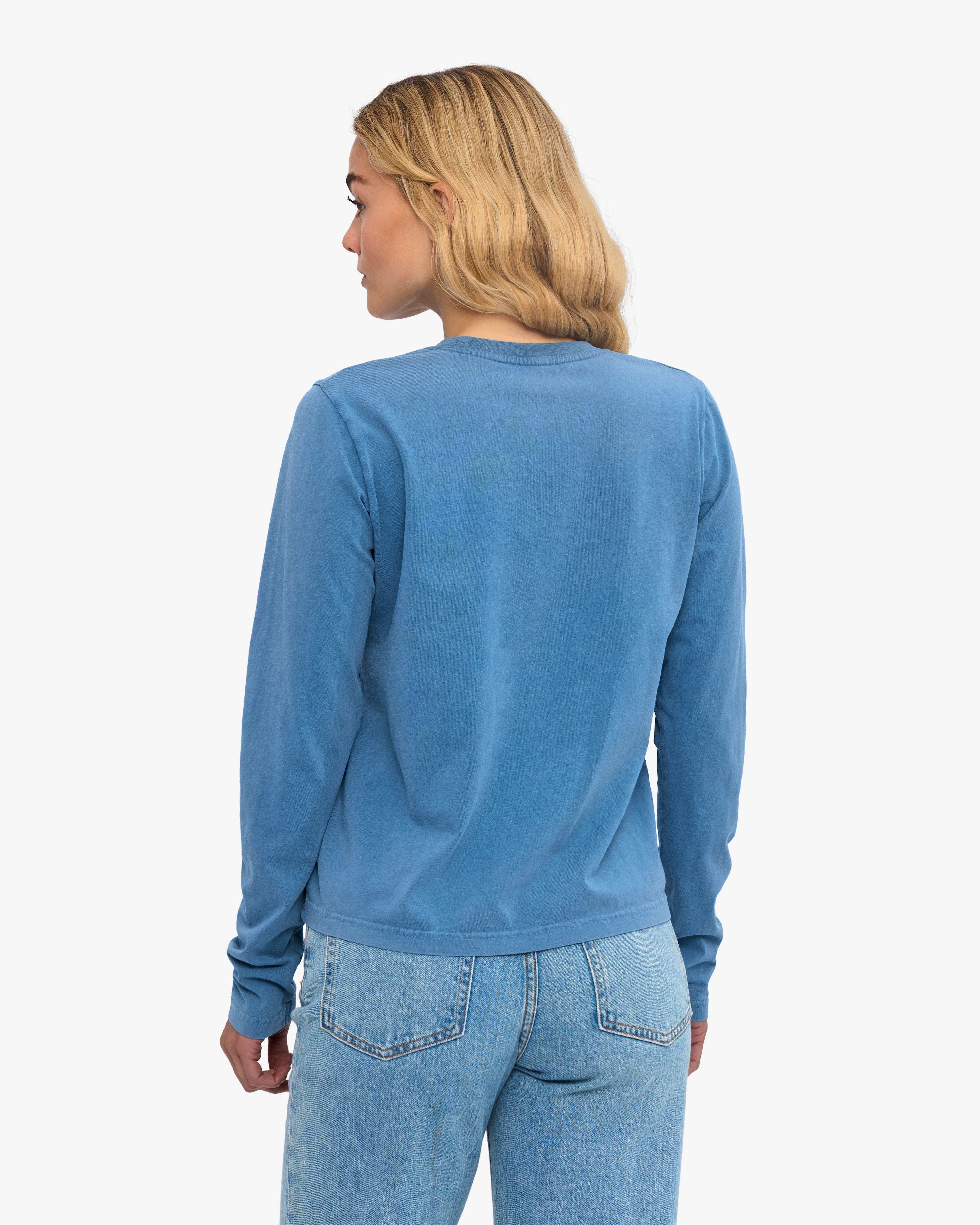 Women Organic LS T-Shirt - Faded Indigo