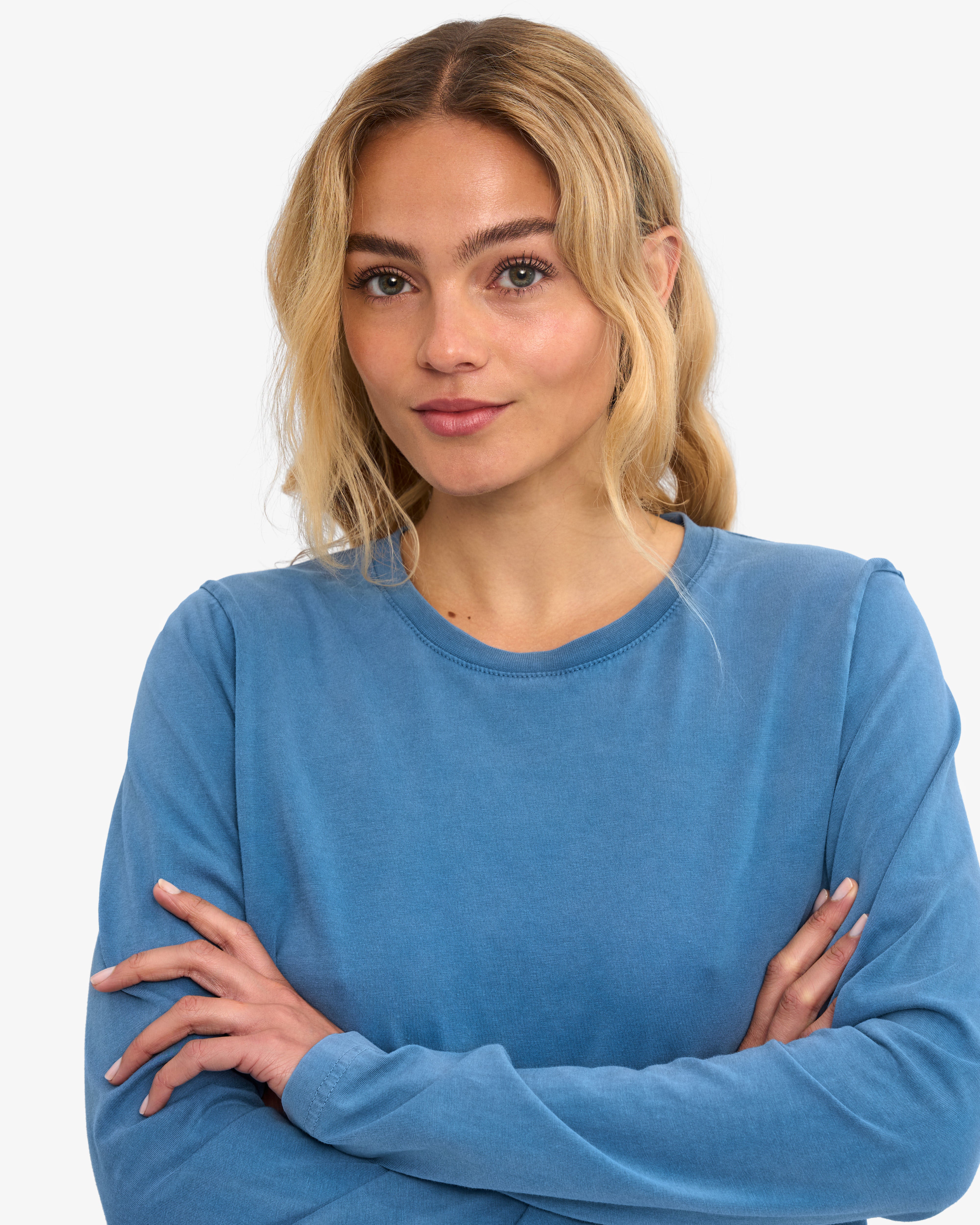 Women Organic LS T-Shirt - Faded Indigo