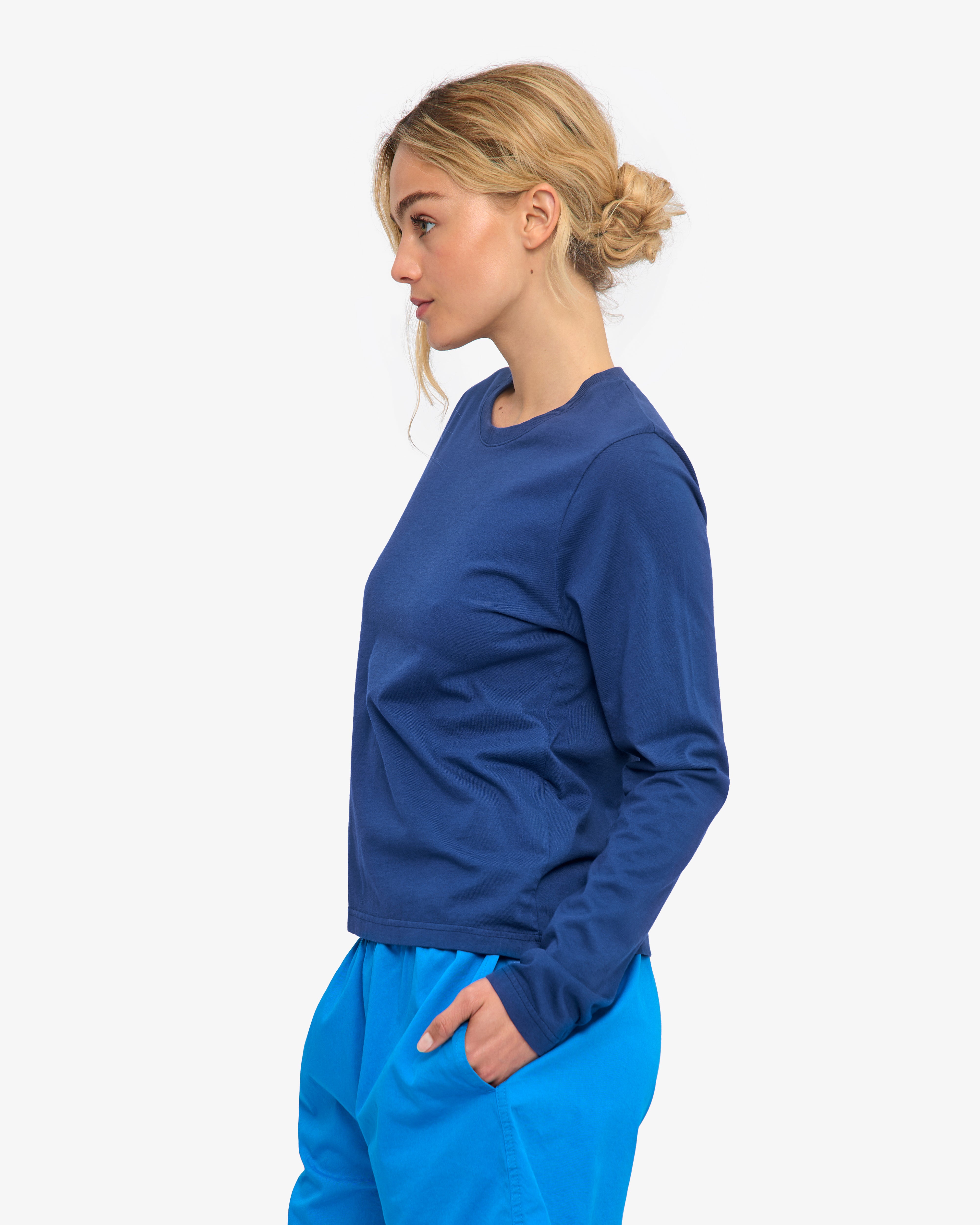 Women Organic LS T-Shirt - Marine Blue