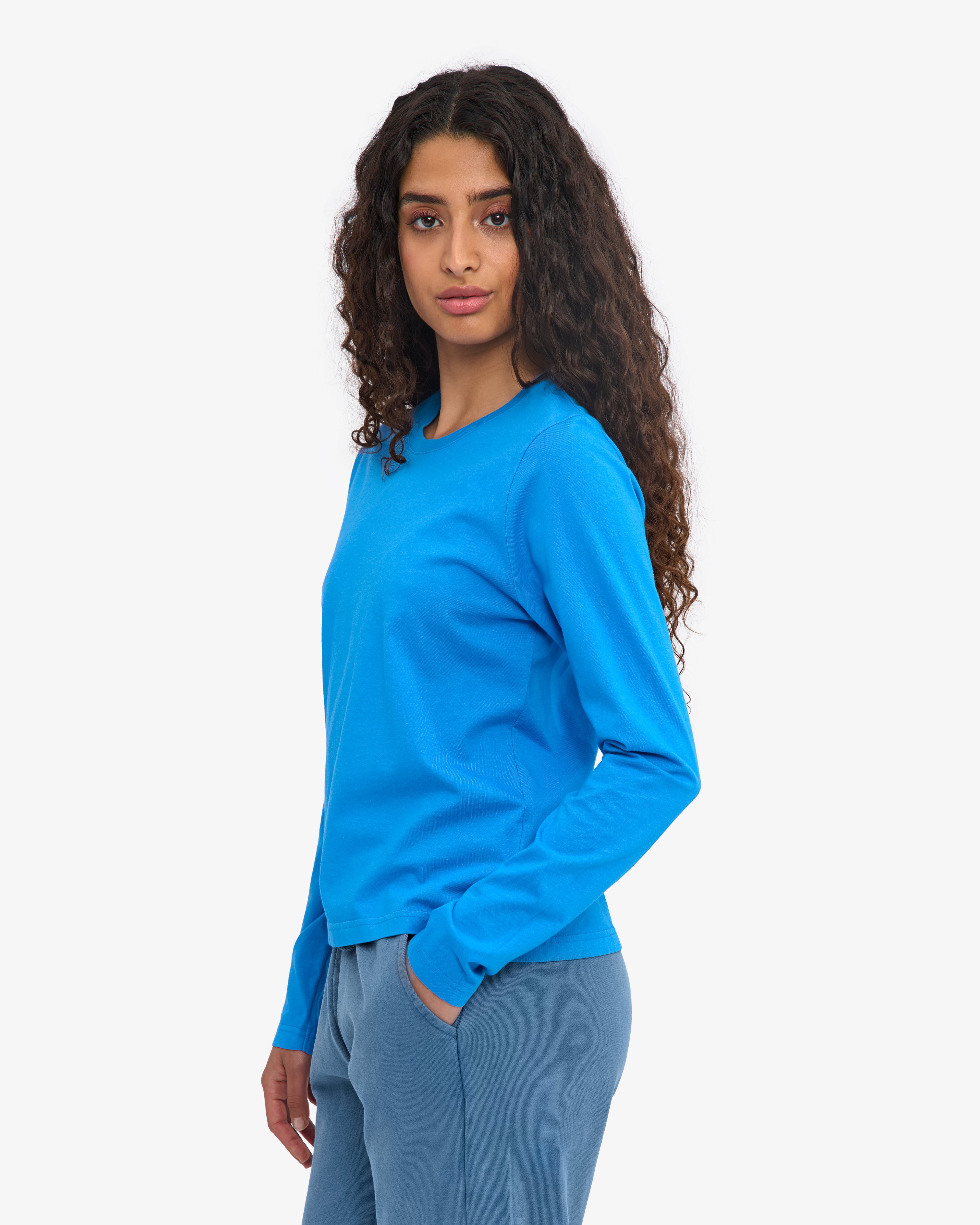 Women Organic LS T-Shirt - Pacific Blue