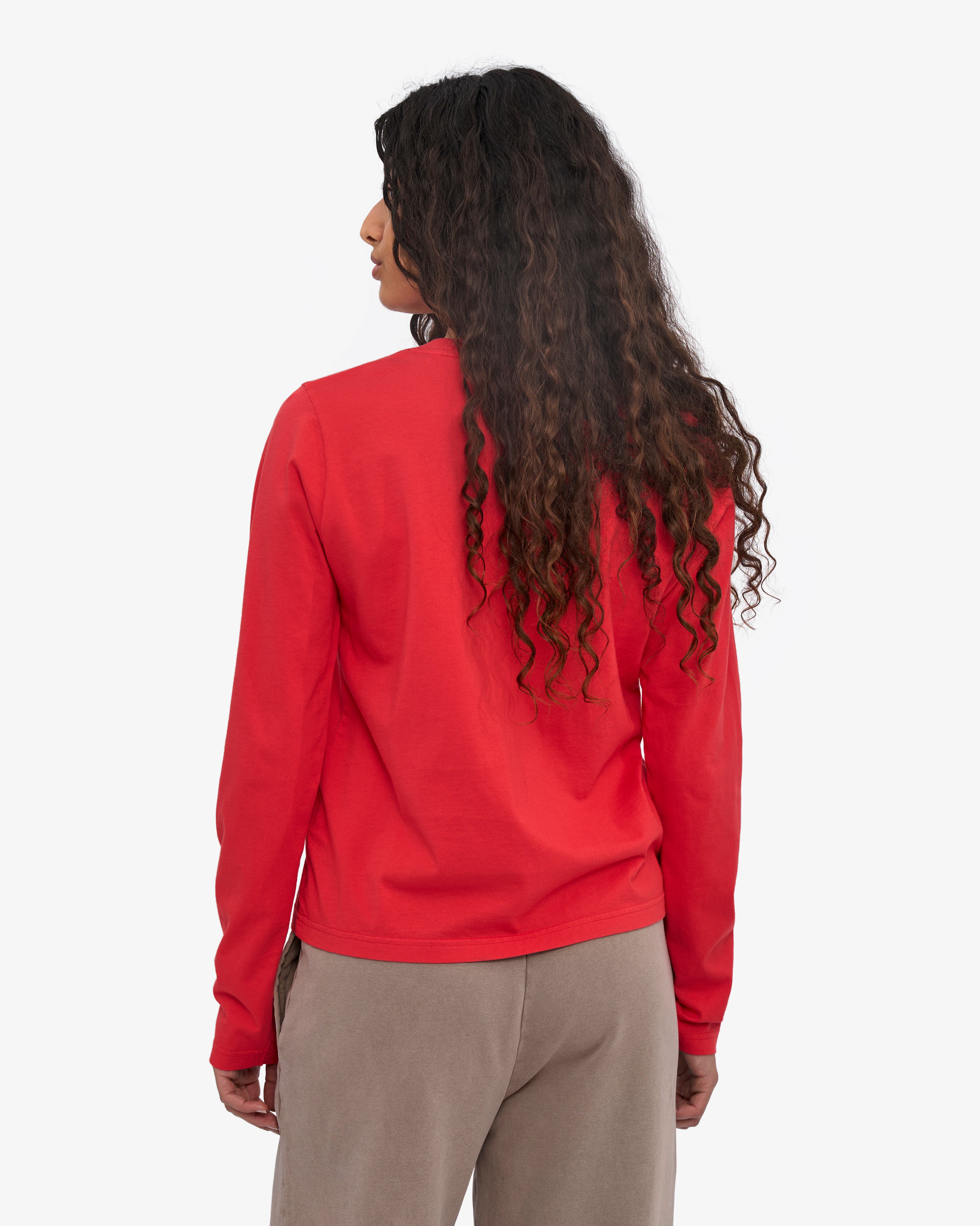Women Organic LS T-Shirt - Red Tangerine