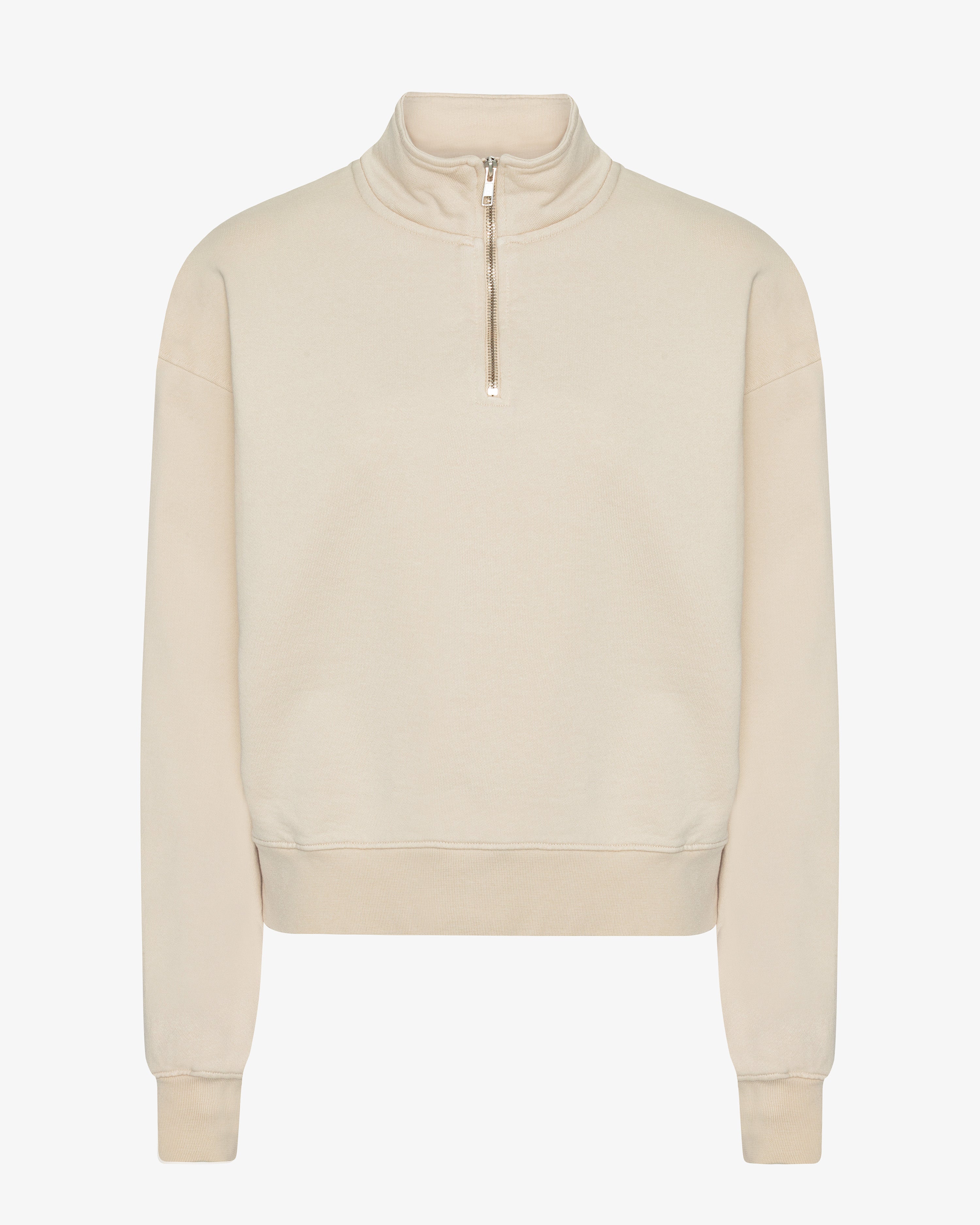Women Organic Quarter Zip - Ivory White