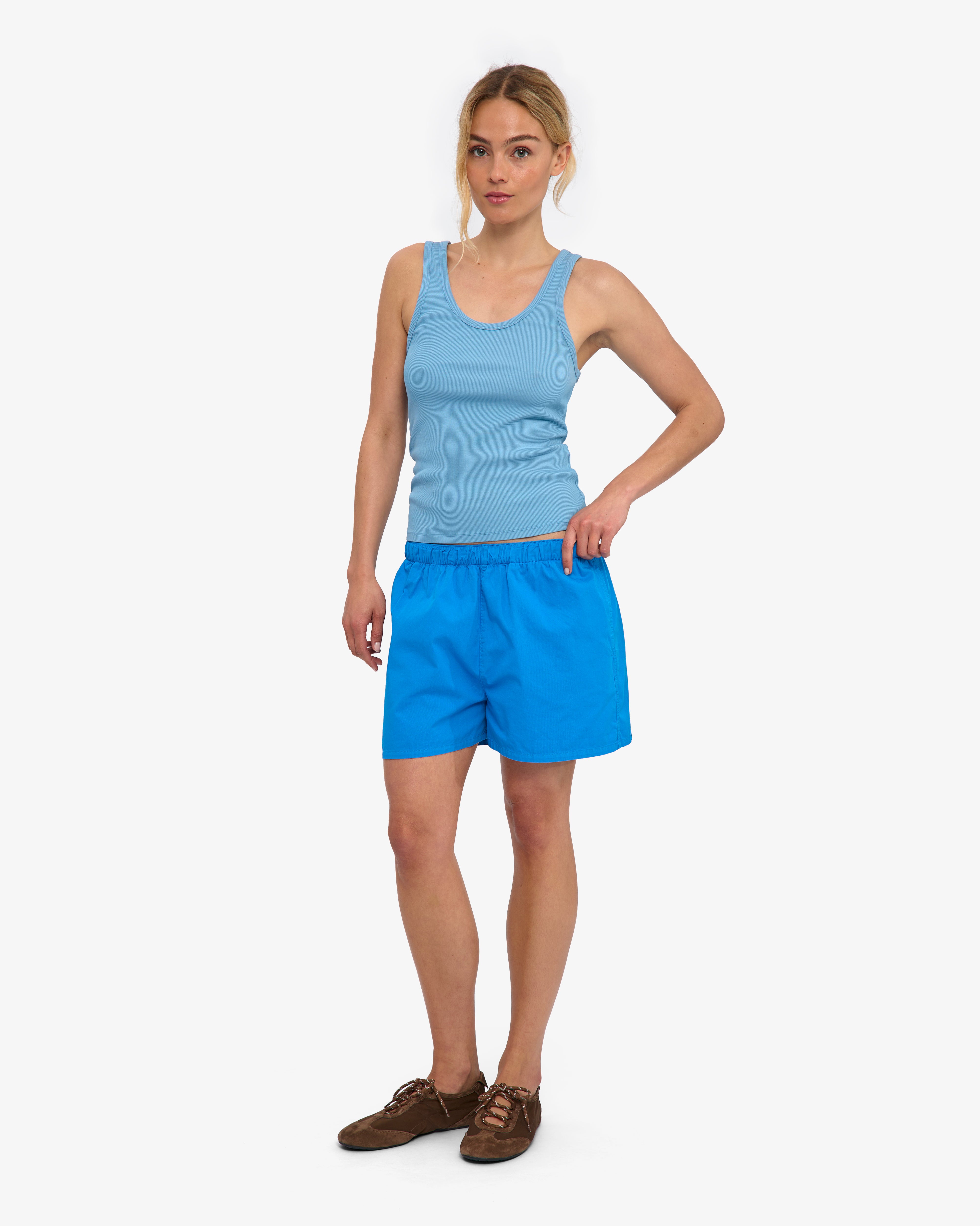 Women Organic Twill Shorts - Pacific Blue