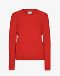 Women Classic Merino Wool Crew - Red Tangerine