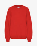 Oversized Merino Wool Crew - Red Tangerine