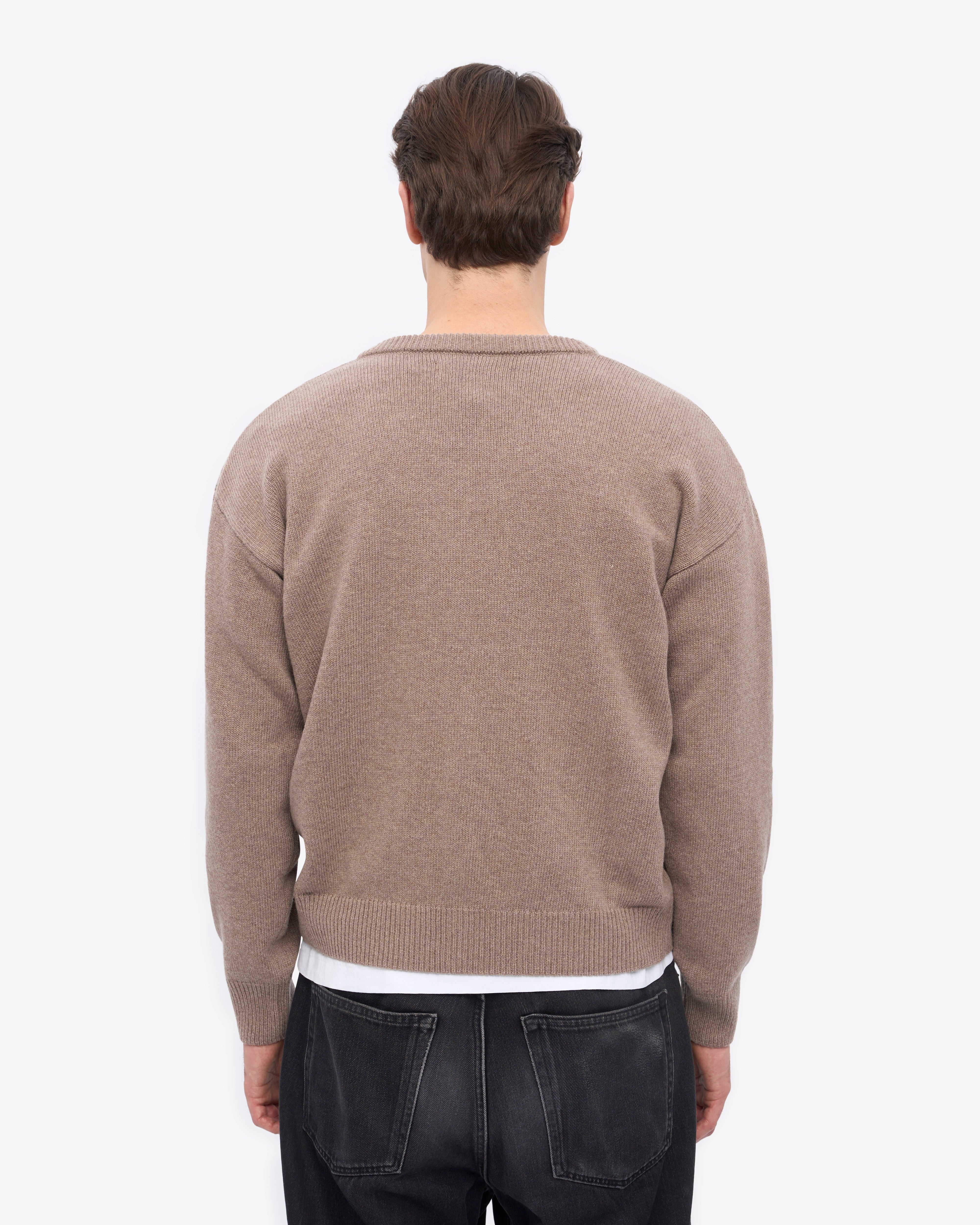 Merino Wool V-Neck Cardigan - Warm Taupe