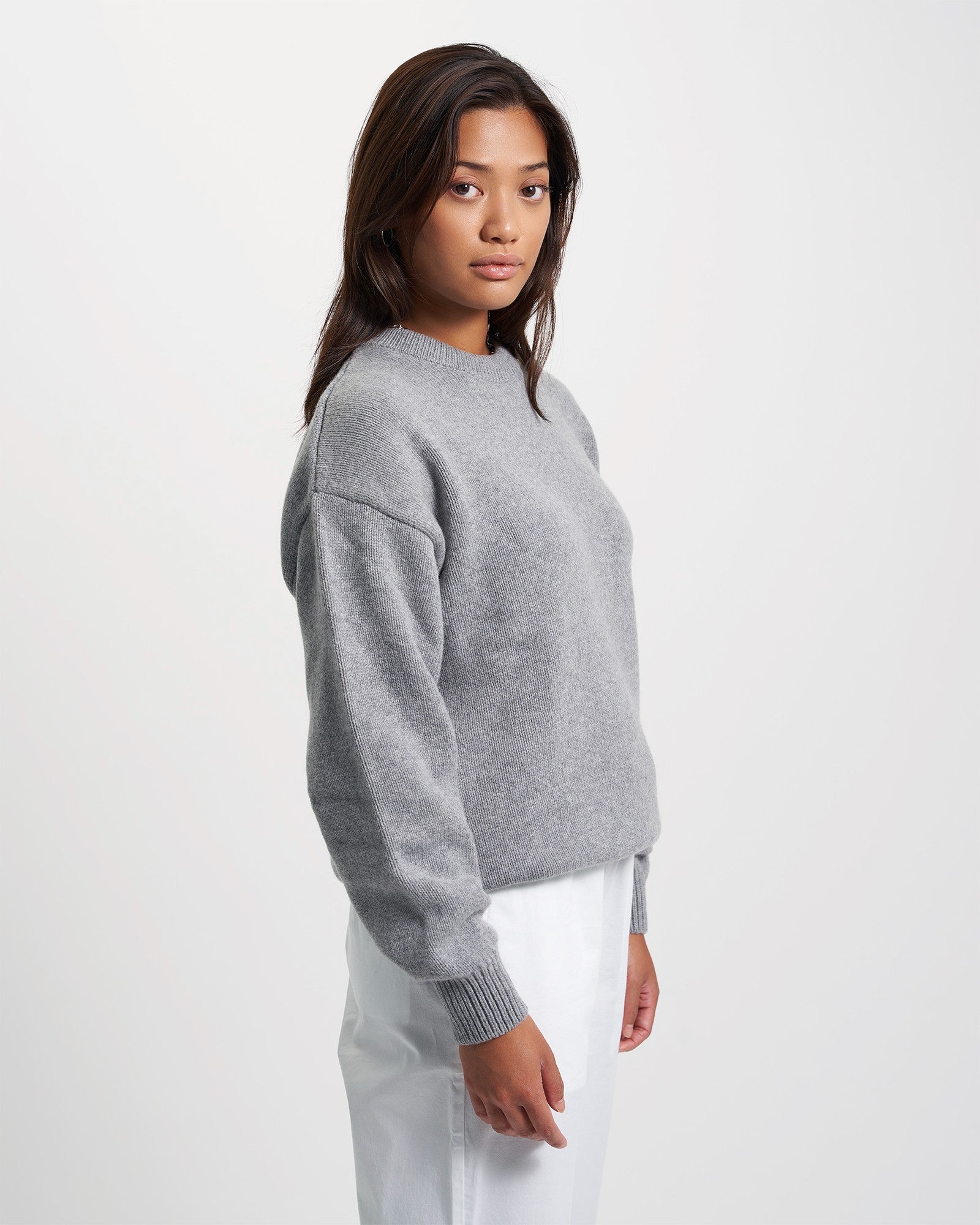 Oversized Merino Wool Crew - Faded Pink